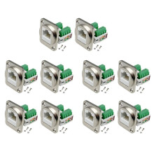 10 Stuks RJ45 Paneelgemonteerde Schroefterminaladapter, RJ45/8P8C Vrouwelijke Paneelgemonteerde Connector, RJ45 Soldeerloze Terminalverlenger