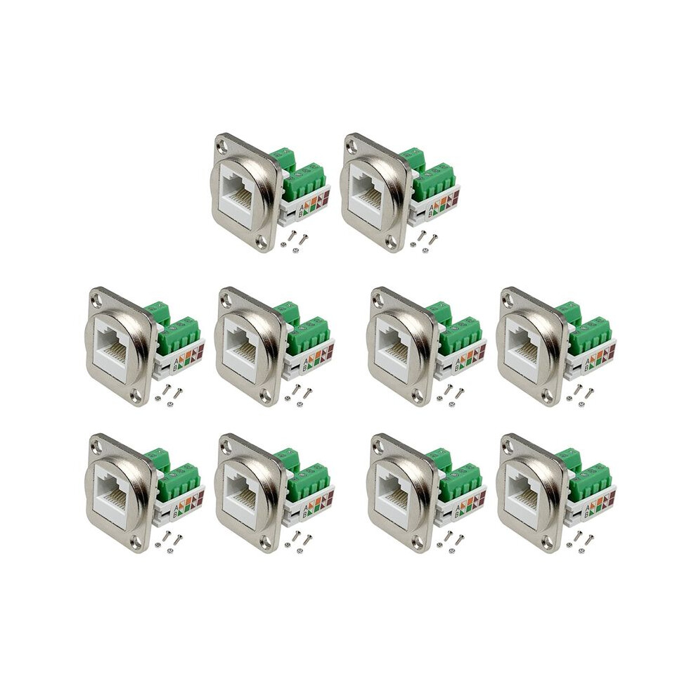 10Pcs Rj45 Panel Mount Screw Terminal Adapter, Rj45/8P8c Female Panel Mount Connector, Rj45 Solderless Terminal Extender 6031462900687