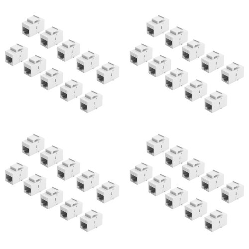 40Pcs RJ45 Connector  Jack Cat6 Extension Coupler Ethernet Network LAN Cat 6 Coupler Jacks Extend Adapter,White