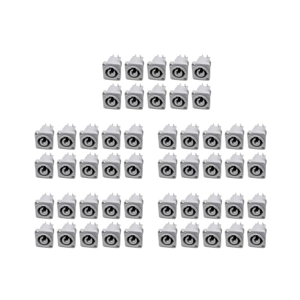 50Pcs Powercon Connector 3 Pins 20A 250V Power Speaker Panel Socket Female For Led Screen Stage Lighting, Grey 4713632028903