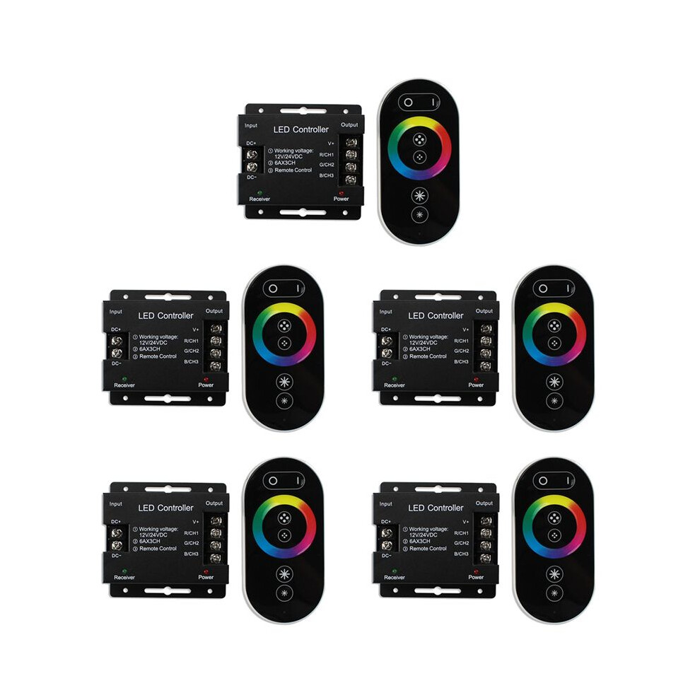 5X Dc12-24V Led Strip Rf Touch Remote Controller Dimmer For 5050 Rgb Tape S Adjust Brightness Light 4714158759920