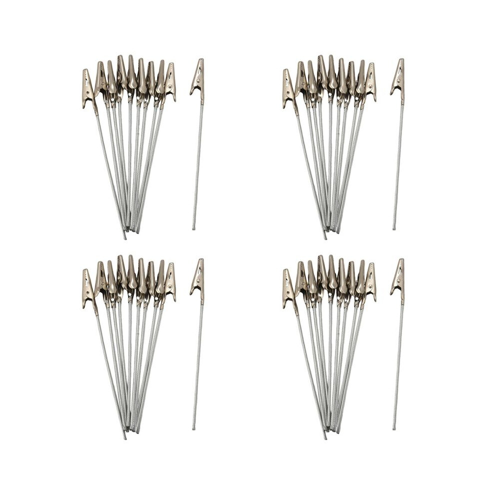 40 X Crocodile Metal Clips With Wire Stalk Alligator Clamps For Memo Note Card Holders 4714067613559