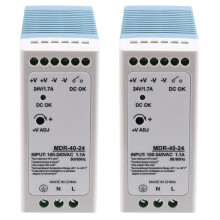 2X MDR-40-24V 24V 40,8W Din-Skena Strömförsörjning AC- Driver Spänningsregulator Strömförsörjning 100V-240V