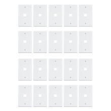 20-Pack 1 Port Jack Wall Plate, Low Profile Ethernet Wall Plate Single Gang Wall Plates for Jack White