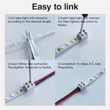 60 Stück LED-Lichtstreifen-Anschlüsse, Lötfreie 2-Polige 8-mm-LED-Anschlüsse, Streifen-zu-Kabel für 5-24 V Einfarbiges LED-Lichtband
