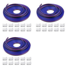 3set 16.4Ft RGB LED Wire 22 AWG 4Pin RGB Wire with LED Strip Connector 22 Gauge 4 Colors RGB for RGB LED Strips 3528