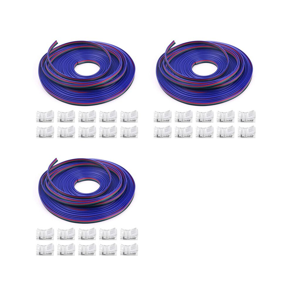 3Set 16.4Ft Rgb Led Wire 22 Awg 4Pin Rgb Wire With Led Strip Connector 22 Gauge 4 Colors Rgb For Rgb Led Strips 3528 6032309134616