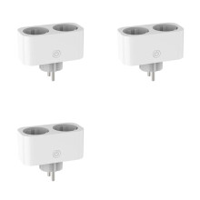 3X TUYA Wifi Dual Plug 16A 2-in-1 Socket Outlet Home Timing APP Voice Control Work CLY809 EU Plug