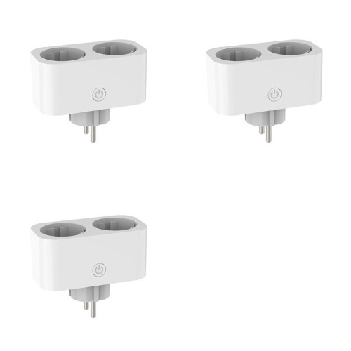 3X TUYA  Wifi Dual Plug 16A 2-in-1 Socket Outlet   Home Timing APP Voice Control Work CLY809 EU Plug