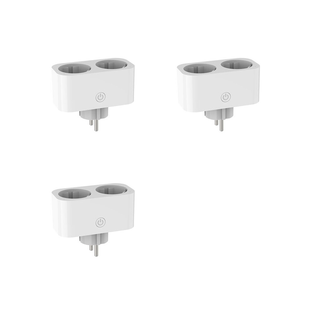 3X Tuya Wifi Dual Plug 16A 2-In-1 Socket Outlet Home Timing App Voice Control Work Cly809 Eu Plug 6033968520185