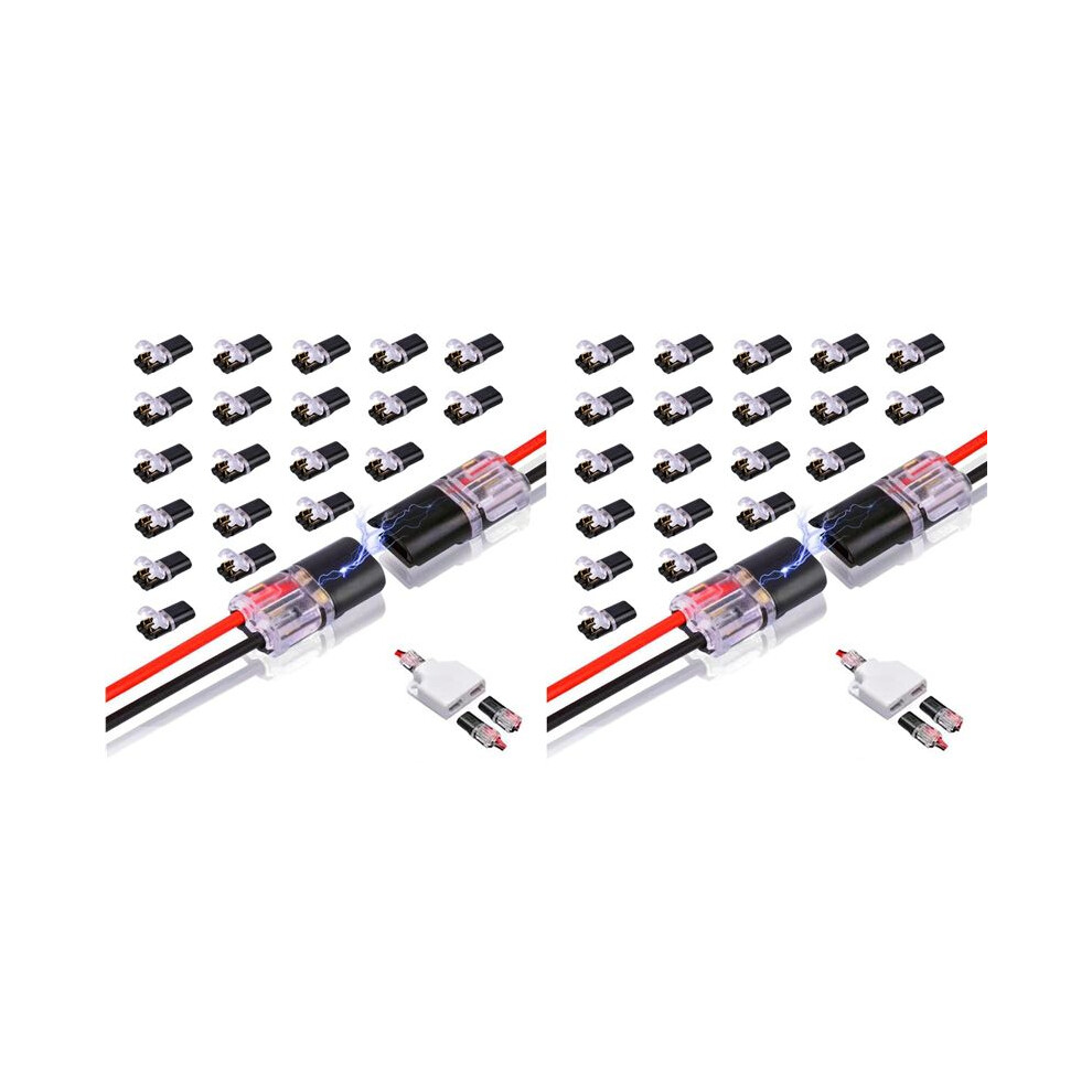 40Pcs Double-Wire Plug-In Connector, Pluggable 2 Pin 2 Way Led Wire Connectors, With Locking Buckle Fast Wire Connectors 4713032108120