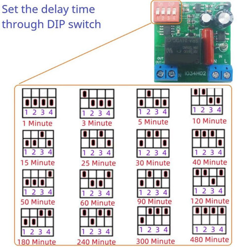 3X AC120V 220V  Delay Relay Power  Delay OFF  1-480Min Adjustable Delay Power OFF Home Automation Controller 2