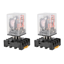 2X MK2P-I Clear Shell DPDT AC220V Bobina Relé de Potencia Base de Enchufe