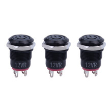 3X 12V 2A 9.5mm LED Metal Cap Power Momentary Push Button Car DIY Modified, Red