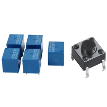 5 Piece 5V Power Relay PCB Type Power Relay & 50x 6X6X5mm 4-Pin DIP Through Hole Momentary Tactile Push Button