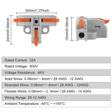 20 Stuks Compacte Draadgeleiderconnector, T-Vormige Hendelmoer Draadconnector, Snelle Splitter 3-Weg Elektrische Connectoren