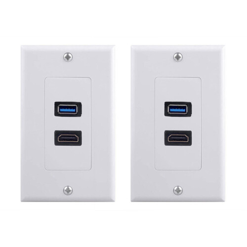3X 2Port +USB 3.0 Female Wall Face Plate Panel Outlet Socket Extender White