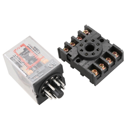 2X MK2P-I Clear Shell DPDT AC220V Coil Power Relay Socket Base 1