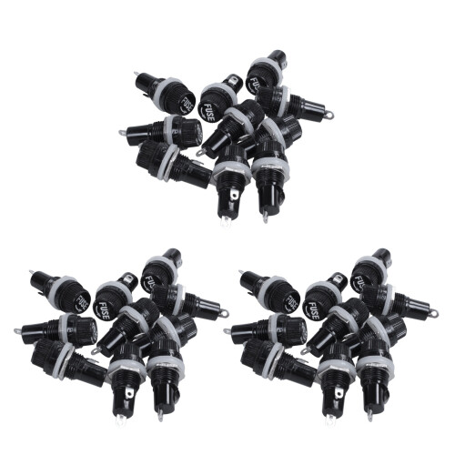 30Pcs 10A AC 250V 5mm x 20mm Panel Mounted Plastic Fuse Holder Socket