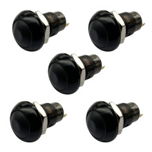 5X -Off Latching Waterproof 12mm Push Button SPST 2A IP67, Black