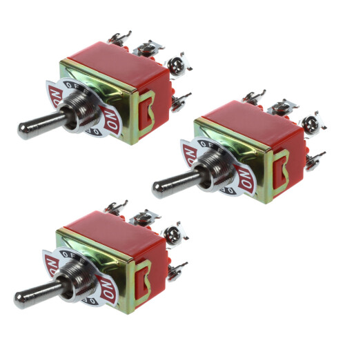 3X AC 250V 15A Latching 3 Way -Off- Single Pole Double Throw Toggle  Orange