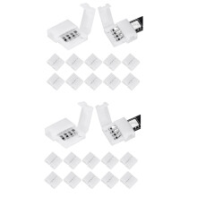 100Packs 4-Pin RGB LED Light Strip Connectors 10mm LED Strip Gapless Solderless Adapter Terminal Extension