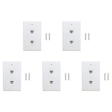 5 Pack 2 Port Ethernet Wall Plate, Cat6 Female to Female Wall Jack RJ45 Inline Coupler Wall Outlet, White