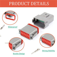 Stekker voor Elektrische Draadconnector, 2 Sets 2 3 4 6 8 12-Pins voor Deutsch DT-Connectorassortimentset