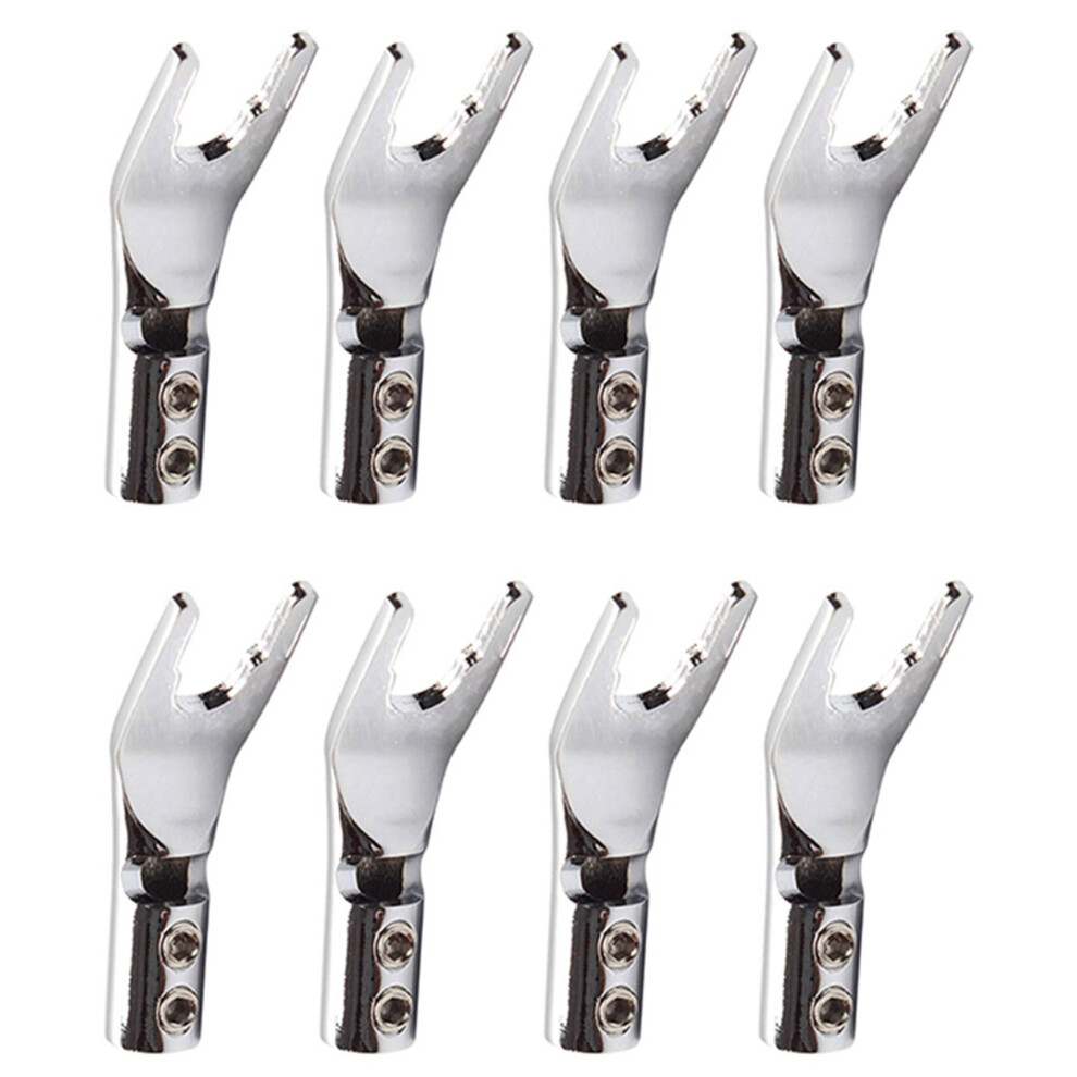 8 Pcs Audio Jack Y Banana Plug Solder Wire Connector U/Y Rhodium Plated Copper Screw Fork Hifi Speaker Spade Connector 6032664150986