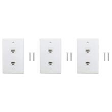 3 Packung 2 Anschlüsse Ethernet Wandplatte, Cat6 Buchse Auf Buchse, RJ45 Inline Koppler, Wandsteckdose, Weiß