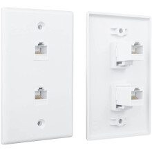 4 Pack 2 Port Ethernet Wall Plate, Cat6 Female to Female Wall Jack RJ45 Inline Coupler Wall Outlet, White