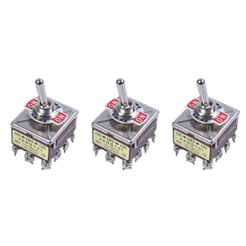 3X AC 380V 10A /OFF/ 3 Positions 12 Pin Latching Toggle  4PDT