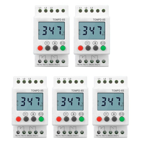 5X 3 Phase Din Rail Adjustable Under over Voltage Protector Voltage Monitoring Sequence Protection Relay