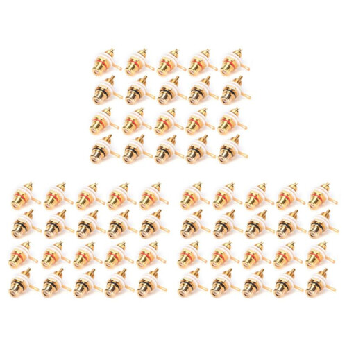 60Pcs Gold Plated RCA Terminal Jack Plug Female Socket Chassis Panel Connector for Amplifier Speaker