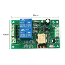 5X Module de Relais Wifi Esp8266 Esp-12F 2 Canaux 5 V / 8-80 V Commutateur de Relais Réseau pour Ide Home App Contrôle à Distance