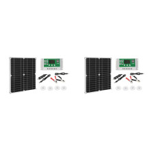 2X Kit de Panel Solar de 12W Cargador de Batería de 50 Una Y 12 V con Controlador, Caravana,