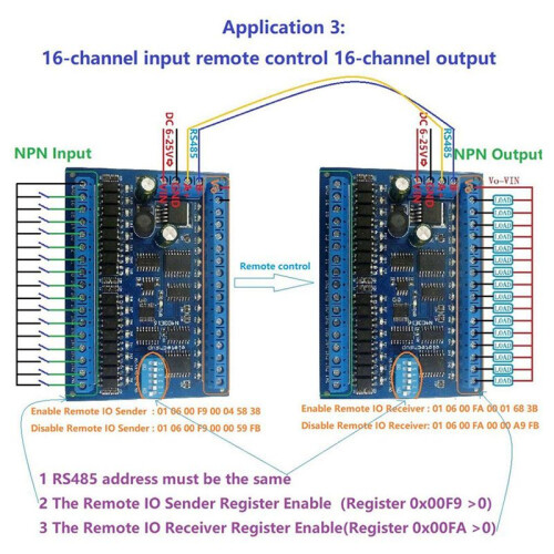 2X  12V 24V 16 Input 16 Output RS485 Remote Control  PLC IO Expansion Board Modbus RTU Module, Only Board