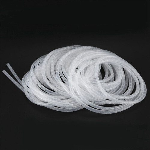 4X Cable Wire Organizer Manager Spiral Wrap Band 6mm Dia 15M Lunghezza Bianca