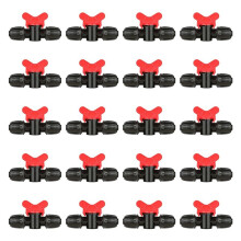 20 Pcs Drip Irrigation  Valves 1/2 Inch - In- Barb Lock for Tubing 0.60-0.65Inch OD, Outdoor Shut Off Valve