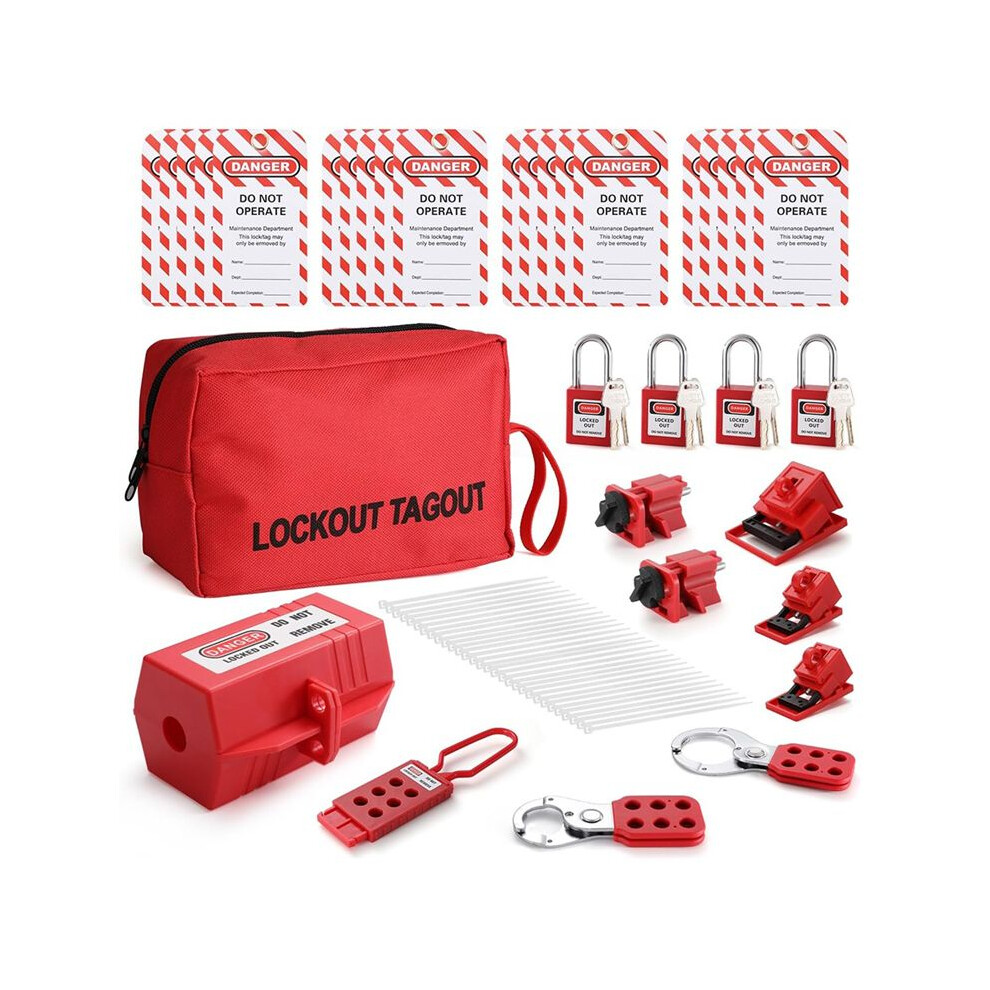 Electrical Lockout Tagout Kit, Hasps Set, Clamp And Universal Multipole Circuit Breaker Lockouts, Lotolockout Tags 6032048583133