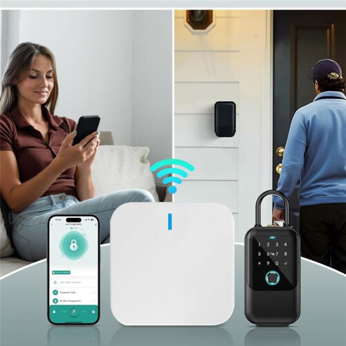 Smartlock Box for House Key with 5 Unlocking Methods Fingerprint,App Control, Access Card, Password,Suitable for Office 1