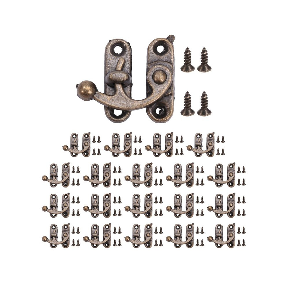 20Pcs Bronze Tone Antique Right Hook Hasp Horn Lock Wood Jewelry Box Hook Clasp 4713449602587