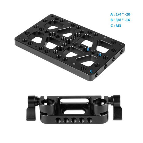 Wedge Plate Quick Release Base Plate with 15mm Rod Clamp for Camera Power Adapter, Shoulder Kit Accessories 2