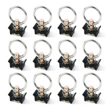12 Pack L Track Tie Down O Ring L Track Accessories Black L Track Single Stud Fitting with Round Ring, 4000LBS Capacity