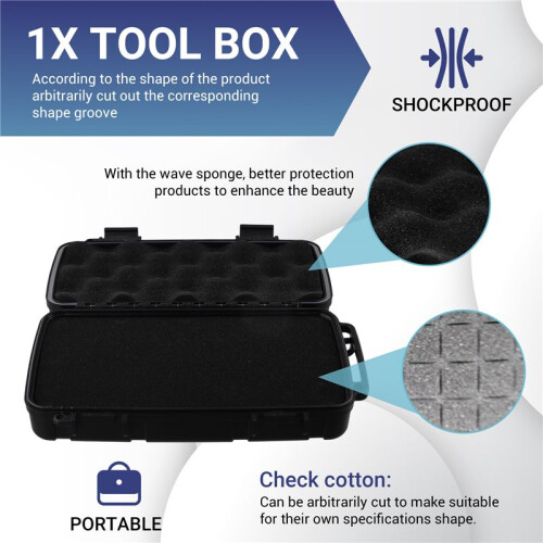Black Hard Shell ABS Carrying Toolbox Shockproof Portable Toolbox Secure Tools Safety Instrument Tool Storage Case 2