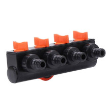 Dispensador de Grifo Versátil de 4 Vías con Conector de Válvula de 4 Vías de Encendido/Apagado, Adecuado para Jardines Al Aire Libre y Huertas.