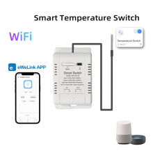 Interruptor de Temperatura WiFi con Sensor de 2M EWelink WiFi 20A el Interruptor de Temperatura del Termostato Admite Control por Voz