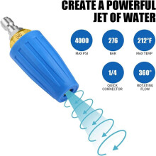 HighPressure Wash Clean Accessories Sector Sprays Nozzle Turbo Rotary Sprays Nozzle Pivoting Coupler 1/4In Quick Connect