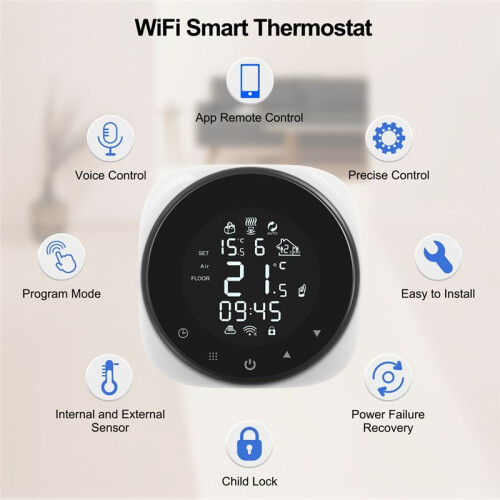 Wifi Thermostat for Electric Floor Heating Voice Control Programmable Temperature Easy Installation & Setup 2