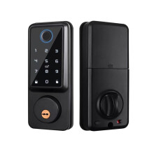 TTlock Auto Deadbolt Lock Remote Fingerprint Digital Code Electronic Deadbolt Lock with Door Sensor Black